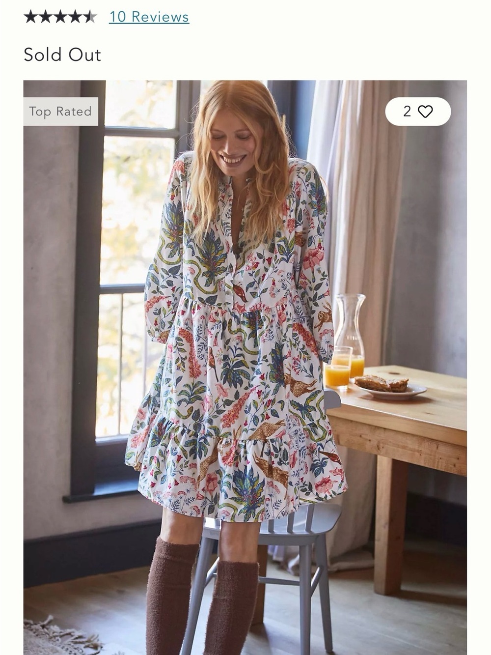 Anthropologie x Kelly Louise Judd Floral & Bunny Print Sleep Dress Size MP